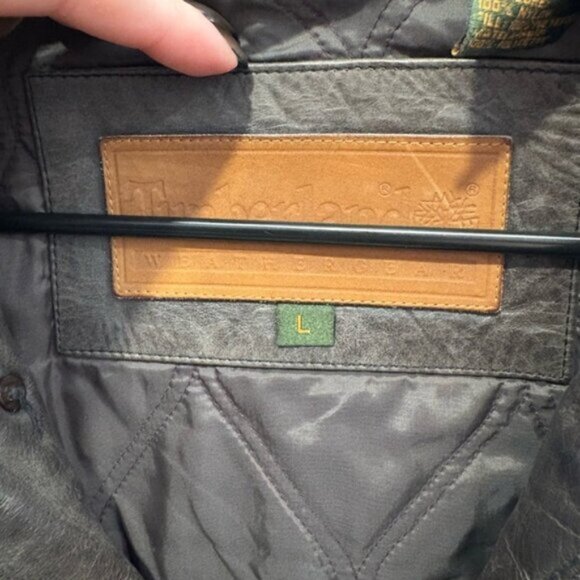 Timberland VINTAGE Dark Brown genuine Leather Weather Gear Jacket- Large - Picture 7 of 12